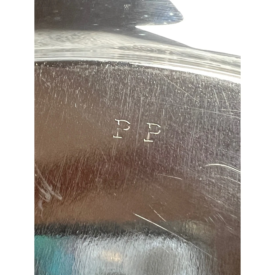 Bandeja Redonda Plateada Media Luna Vintage 14" Ornamentado Grabado Floral Rollo Foto 4 de 4