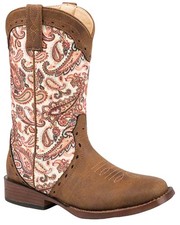 Roper Girls' ' Glitter Paisley Print Western Boot Round Toe -