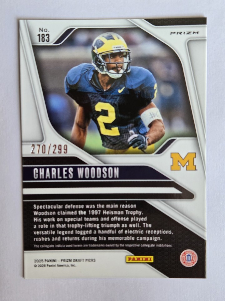 2025 Prizm Draft Picks Charles Woodson Blue Wave Prizm /299 Michigan ...