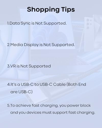 Extra langes USB-C Kabel - Schnellladung, Nylon geflochten - kompatibel 20 Fuß grau - Bild 3 von 8