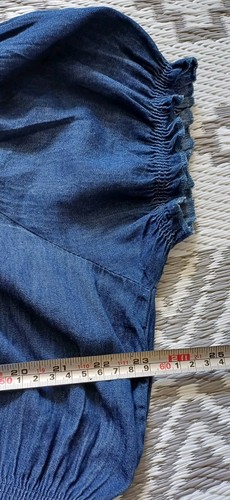 Dark Denim Look cotton Maxi Shirred Floaty One Size 👗 Dress 12 14 16 18 ? - Picture 8 of 10