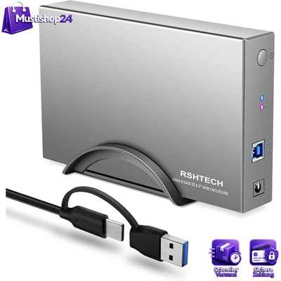 Externe Festplattengehäuse Aluminium USB 3.0 2,5'' 3,5'' SATA mit Netzteil UASP