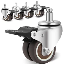 Office Chair Wheels with Brake Set of 5 Rubber Replacement Caster for Chair W...