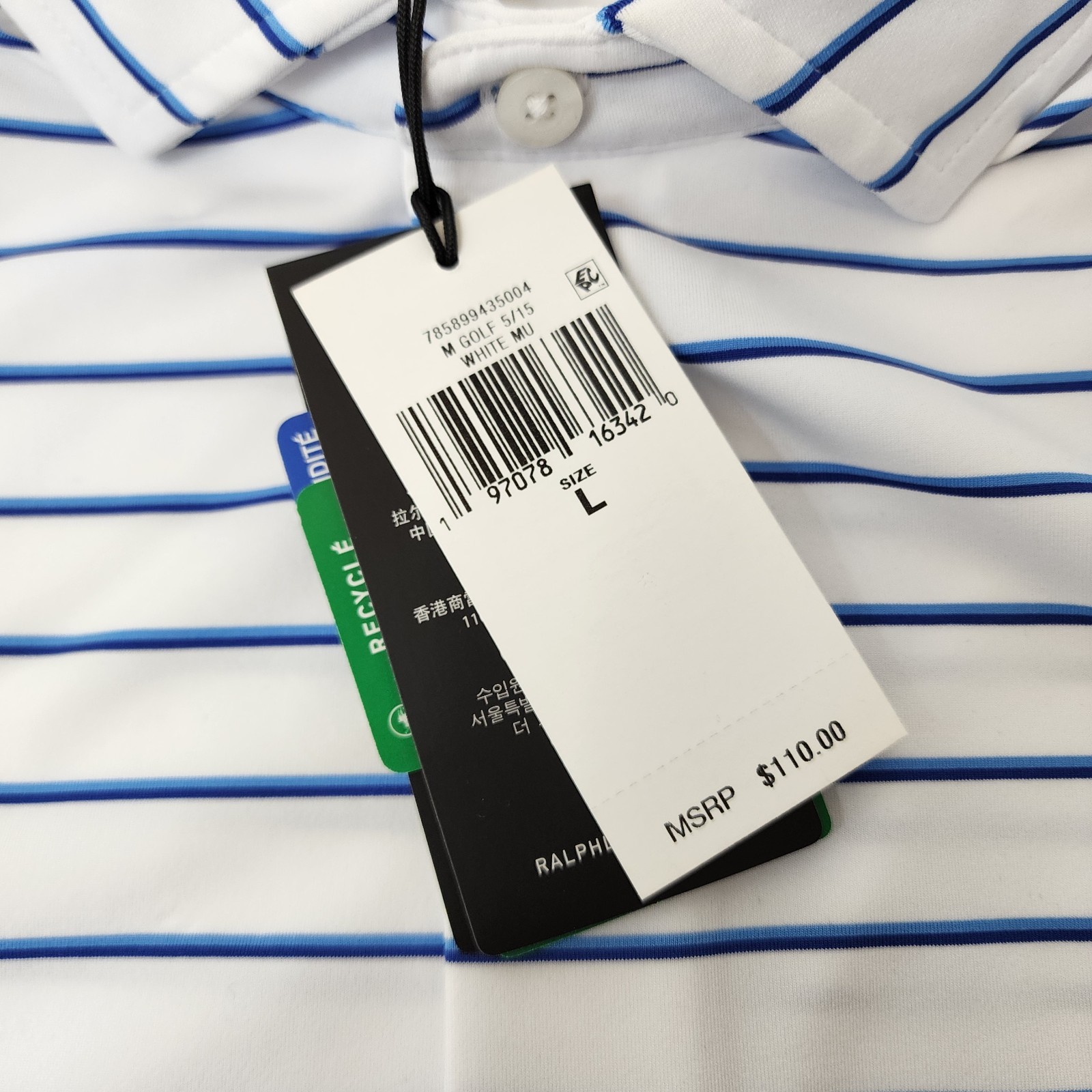 RLX RALPH LAUREN Polo Shirt Mens XL Blue White Ombre WICKING Golf Athleisure thumbnail 8