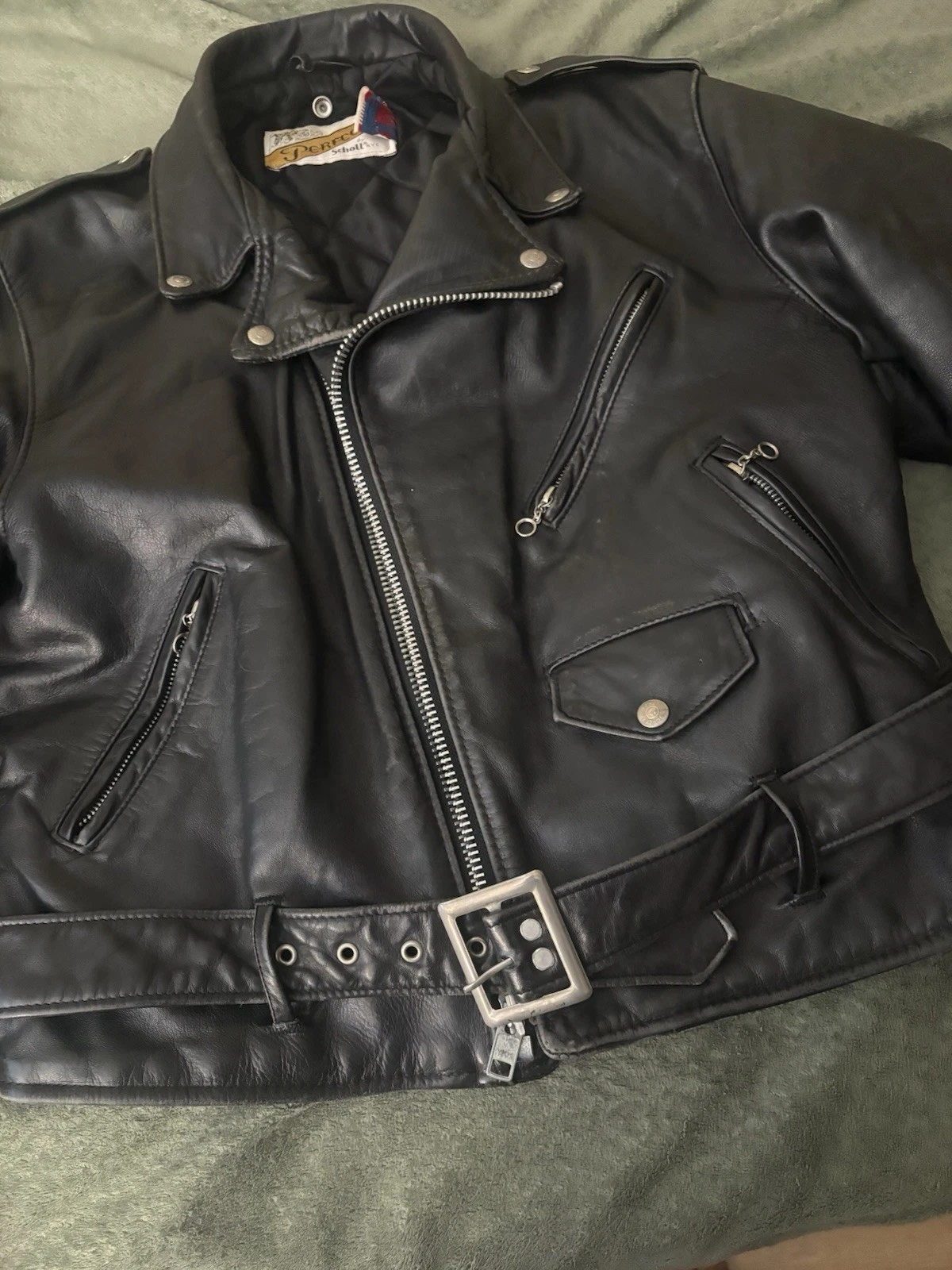 Schott Perfecto Men's Leather Motorcycle Jacket Vintage NYC, Size 42 Medium image 5