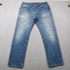 Levis 501 Original Fit Jeans Mens 36x34 Blue Denim Button Fly Straight Leg Dist