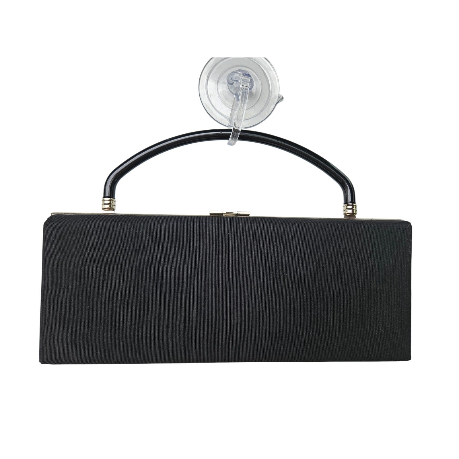 1960s Dover Black Rectangular Handbag 13x5x2 Fabr… - image 1