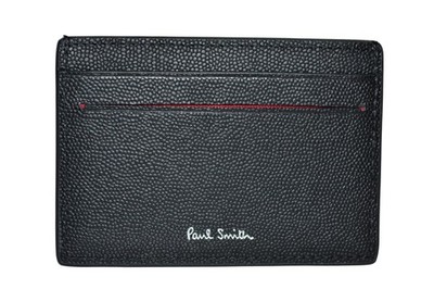 Paul Smith Mainline schlichtes schwarzes strukturiertes Leder Kartenetui Herren neu in Verpackung