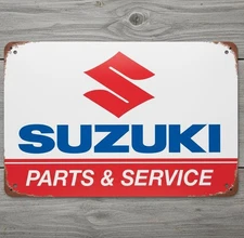 Suzuki Parts & Service 8 x 12 Vintage Novelty Metal Sign Made In USA New!