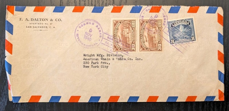 ++ EL SALVADOR 1940 AIRMAIL COVER San Salvador to USA Envelope collection lot