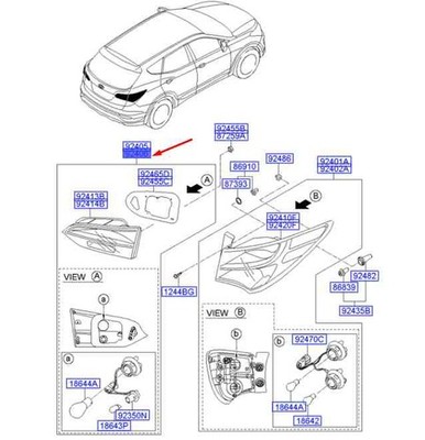Hyundai Santa Fé MK3 DM Rücklicht innen rechts 924062W135 NEU ORIGINAL