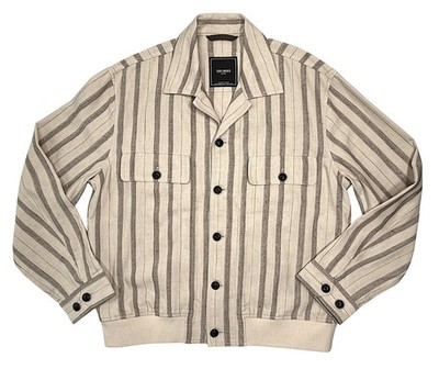 Todd Snyder Bomber Jacket Taupe Striped sz L Cotton - Linen Summer 2026 New