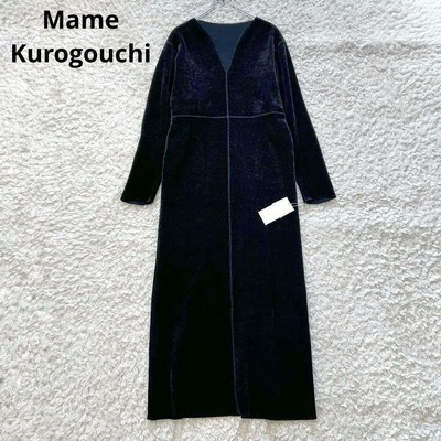 ワンピース Mame Kurogouchi V-Neck Dress BLACK 3 Mame Kurogouchi V-Neck Dress BLACK 3