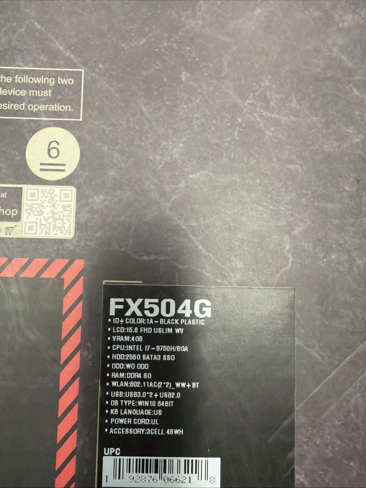 ASUS FX504 15.6" (256GB, Intel core i7 8th Gen.,  2.2 GHz, 8 GB) Laptop - Black