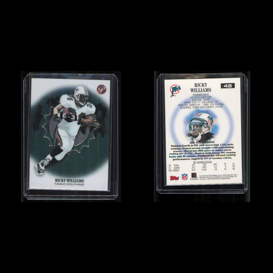 Ricky Williams #48 2002 Topps Pristine Miami Dolphins Football Card NFL NM - Image 3 of 3