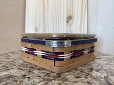 Longaberger Inaugural Basket Set 2009 w/Triangle Flag Lid.