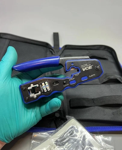 RJ45 Crimping Tool Kit Network Cable Tester 30PCS Cat6 RJ45 Pass Through Connect