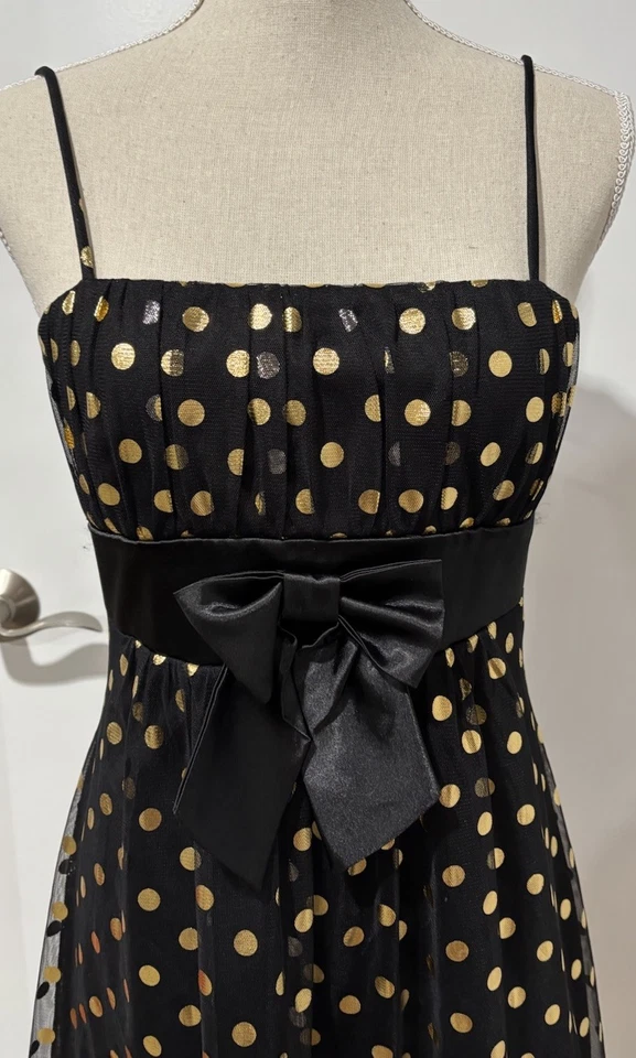 Vestido Tabú De Colección Negro Babydoll Y2K Dorado Lunares Capricho Oscuro Romántico LG Foto 2 de 4