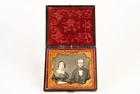 Daguerreotype of Man & Woman Couple in 1/6 Plate Wood Composite Union Case V26