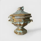 Vintage Stangl Pottery Double-handled Brushed  Gold Art Pottery lidded dish