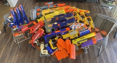 NERF Gun Lot/Bundle - 24 Blasters, 100+ Darts, 8 Clips/Mags, Various Accessories