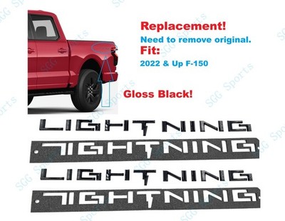 Replacement 2PCS Gloss Black Bed LIGHTNING Lightning Emblems 2022+ F-150 F150