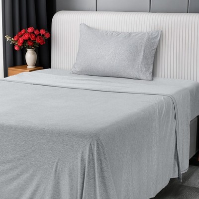 Utopia Bedding Twin Sheet Set - Jersey Knit Sheets 3 Piece   Twin, Light Grey 
