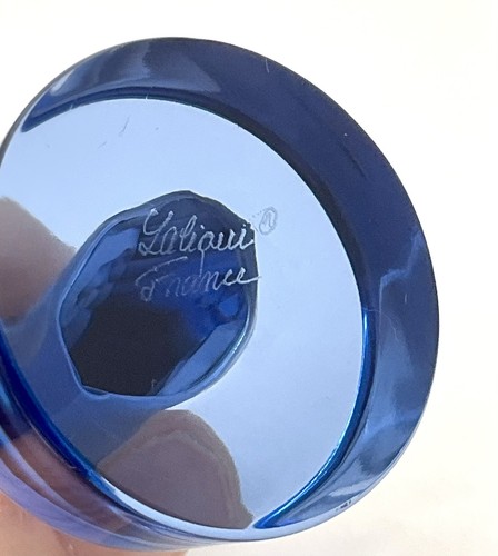 Beautiful4” Signed Lalique Blue Crystal Glass Seahorse Figurine Paperweight - Picture 9 of 10