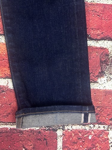 Uniqlo Selvedge Jeans Herren Slim Straight Indigo Blau Raw Denim 32x30 (32x32 Etikett) - Bild 6 von 12