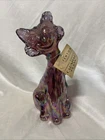 FENTON RUBY RED METALIC ART DECO STRETCH WINKING CAT 11"
