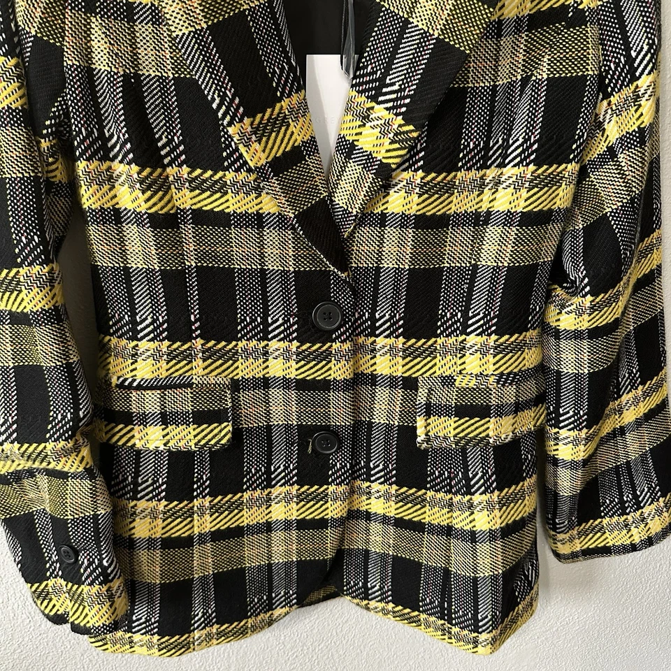 NOVO Blazer Feminino Cinza Laboratório Pequeno Preto Amarelo Jaqueta Tweed Like Grunge Rocker - Imagem 3 de 4