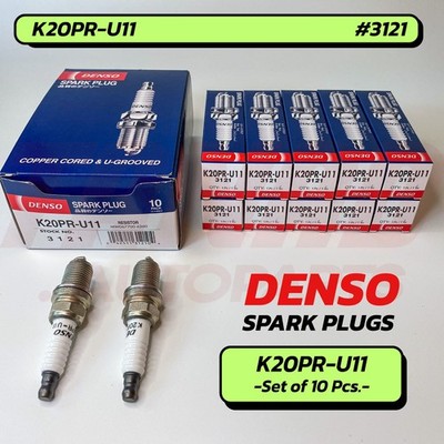 DENSO K20PR-U11 (3121) Genuine Spark Plug for Toyota Nissan (set of 10 Pcs.)