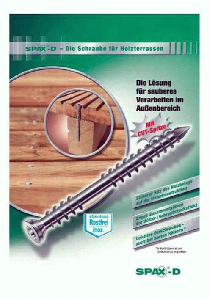 Spax-D Terrassenschrauben Edelstahl A2 / A4 Torx Ø 5 & 6 mm OVP Neu - Bild 3 von 4