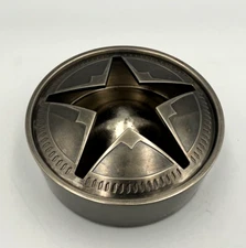 Vintage Marlboro Texas Lone Star Brushed Stainless Steel Ashtray 2 Piece 4.75”