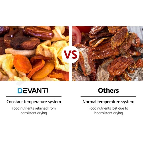 Devanti 5 Trays Food Dehydrator Fruit Dehydrators Pet Beef Jerky Dryer Black - Picture 9 of 11