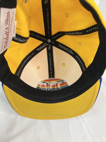 Mitchell & Ness Denver Nuggets HWC Adjustable Fit Snapback Hat Yellow Blue VTG - Picture 4 of 4