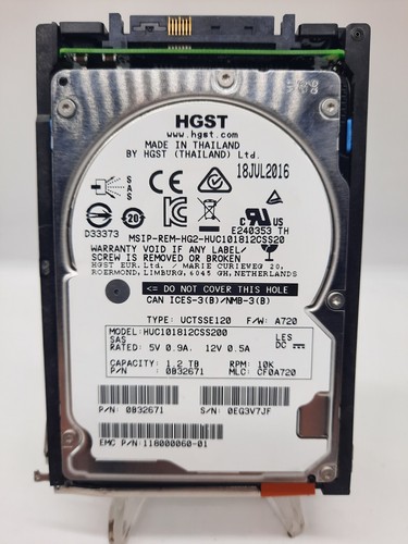 4 x LOT EMC 005052032 1.2TB 10K 2.5" 12Gbps SAS Server drive 118000060-01 100% H - Afbeelding 3 van 4