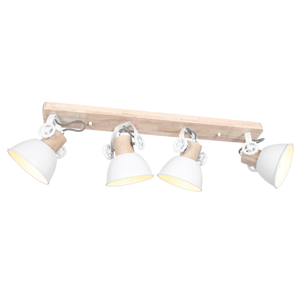 Vintage Deckenlampe Weiß/holzoptik – Strahler Für Wohnzimmer, Schlafzimmer & Flur