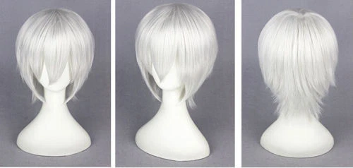 Kaneki Ken Tokyo Ghoul короткий серебристый белый прямой парик для костюма косплея - Изображение 4 из 4