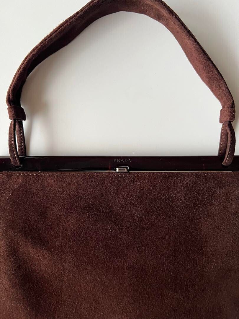 PRADA Party Hand Bag Brown Suede Women's FW1996-97 Vintage PRADA Party Hand Bag Brown Suede Women's FW1996-97 Vintage