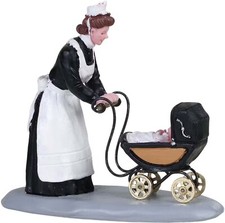 Lemax Decoration Nanny, Christmas Village Decorating Figure Victorian Pram, Baby