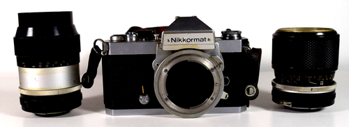 Nikon Nikkormat 35mm SLR Film Camera FT2 with 2 Lenses, 135 mm & 43-86mm Zoom