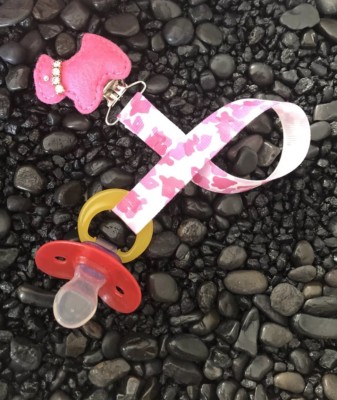 PUPPY Ribbon Pacifier holder clip strap, binky, paci leash-Handmade ...