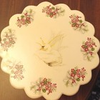 Pedestal Cake Plate Violets Swan Center Scalloped Edge 11 In