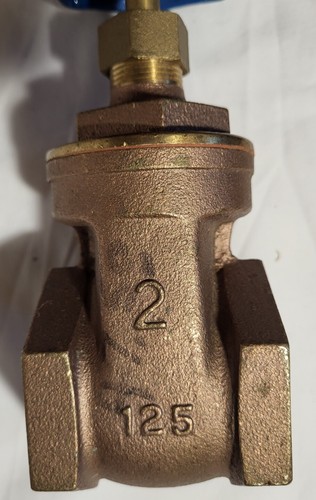 New 2" Brass Gate Valve Webster Valve Co. Blue Handle 125 - Picture 9 of 9