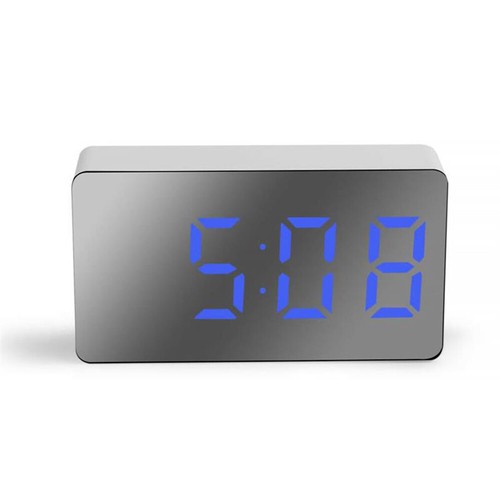 Dual USB Large Alarm Digital White LED Clock Snooze Mirror Bedside Night Light - Picture 16 of 16