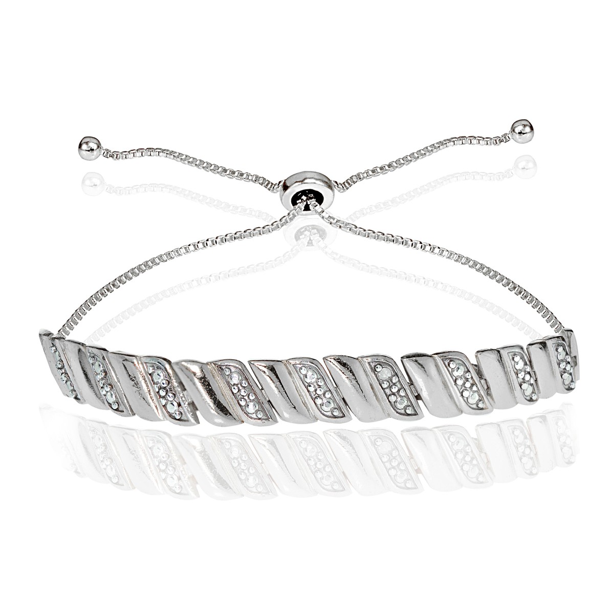 Sterling Silver Diamond Accented San Marco Adjustable Bolo Bracelet