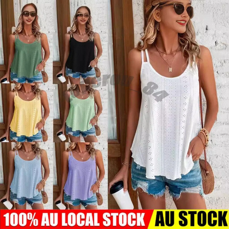 Plus Size Womens Summer Cool Top Cami Sleeveless Tank Blouse Loose Vest T Shirt
