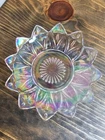Vintage 1960s Federal Clear Iridescent Carnival Glass Star Flower Plate Petals