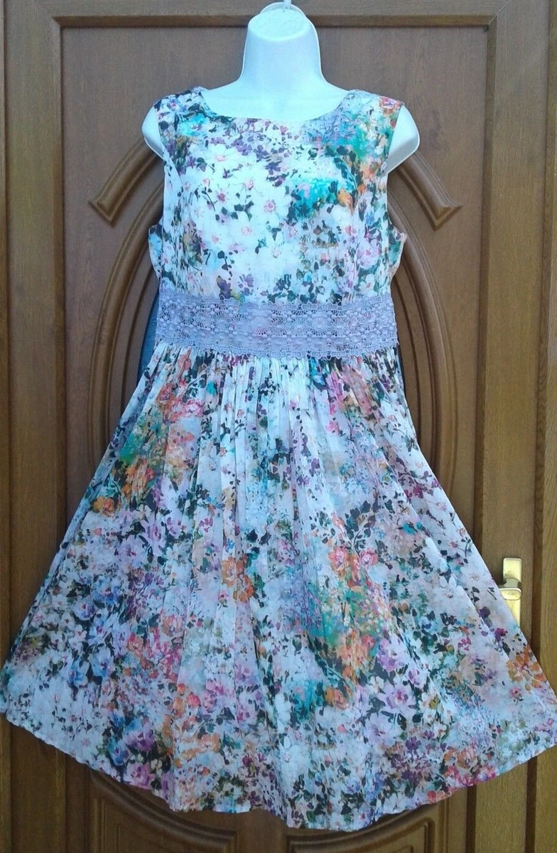 MONSOON FLORIANA FLORAL FIT FLARE SPRING SUMMER OCCASION DRESS SIZE 14